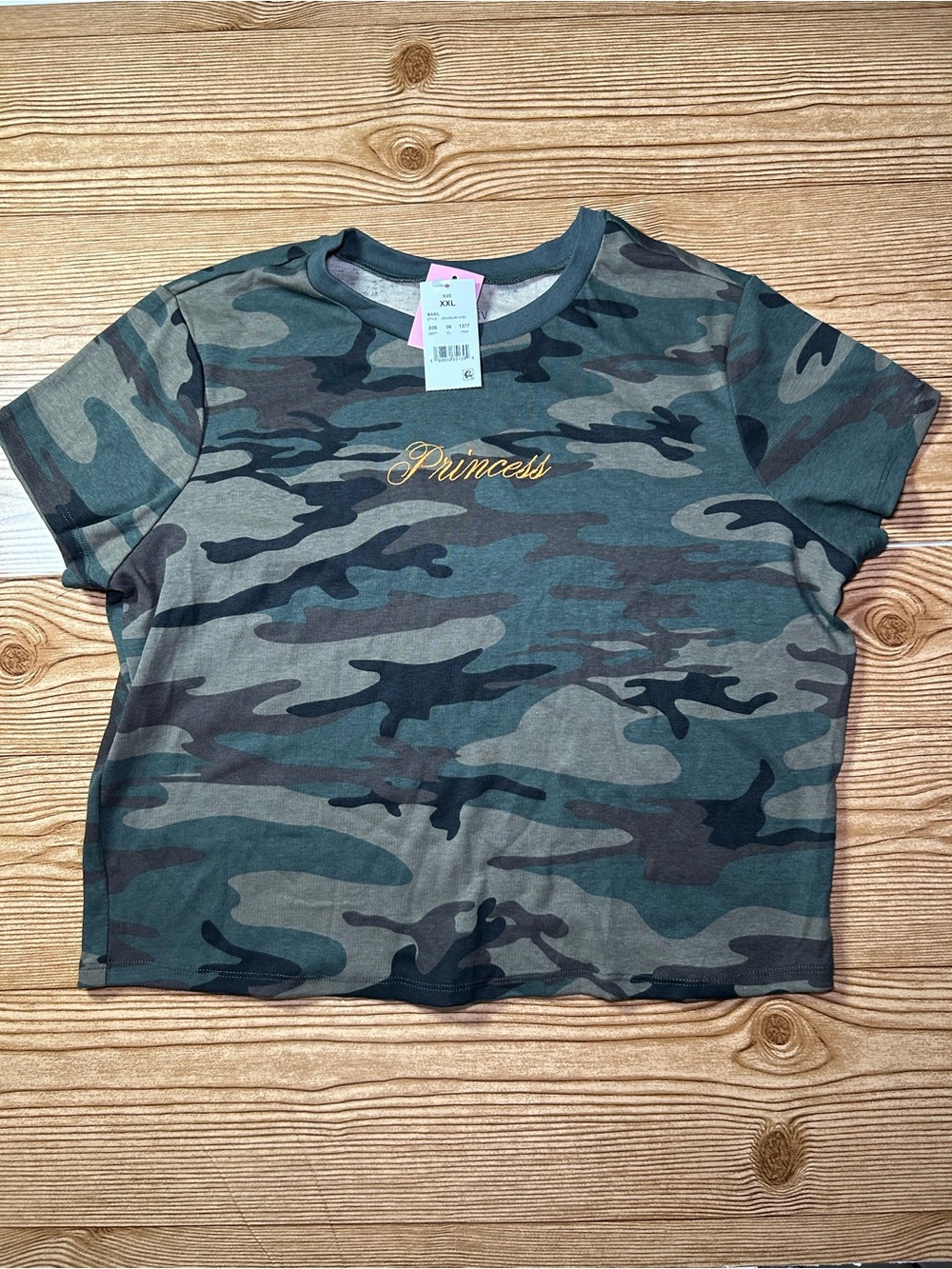 Zoe + Liv Green Camo "Princess" Short Sleeve Tee